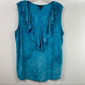 Sami & Jo Teal Tye Dye Sleeveless Blouse Size XL